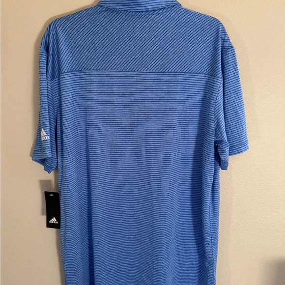 Adidas Blue Striped Polo Shirt Classic Design - Picture 4 of 4
